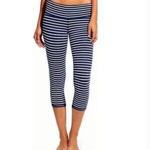 Athleta Navy and White Striped Leggings